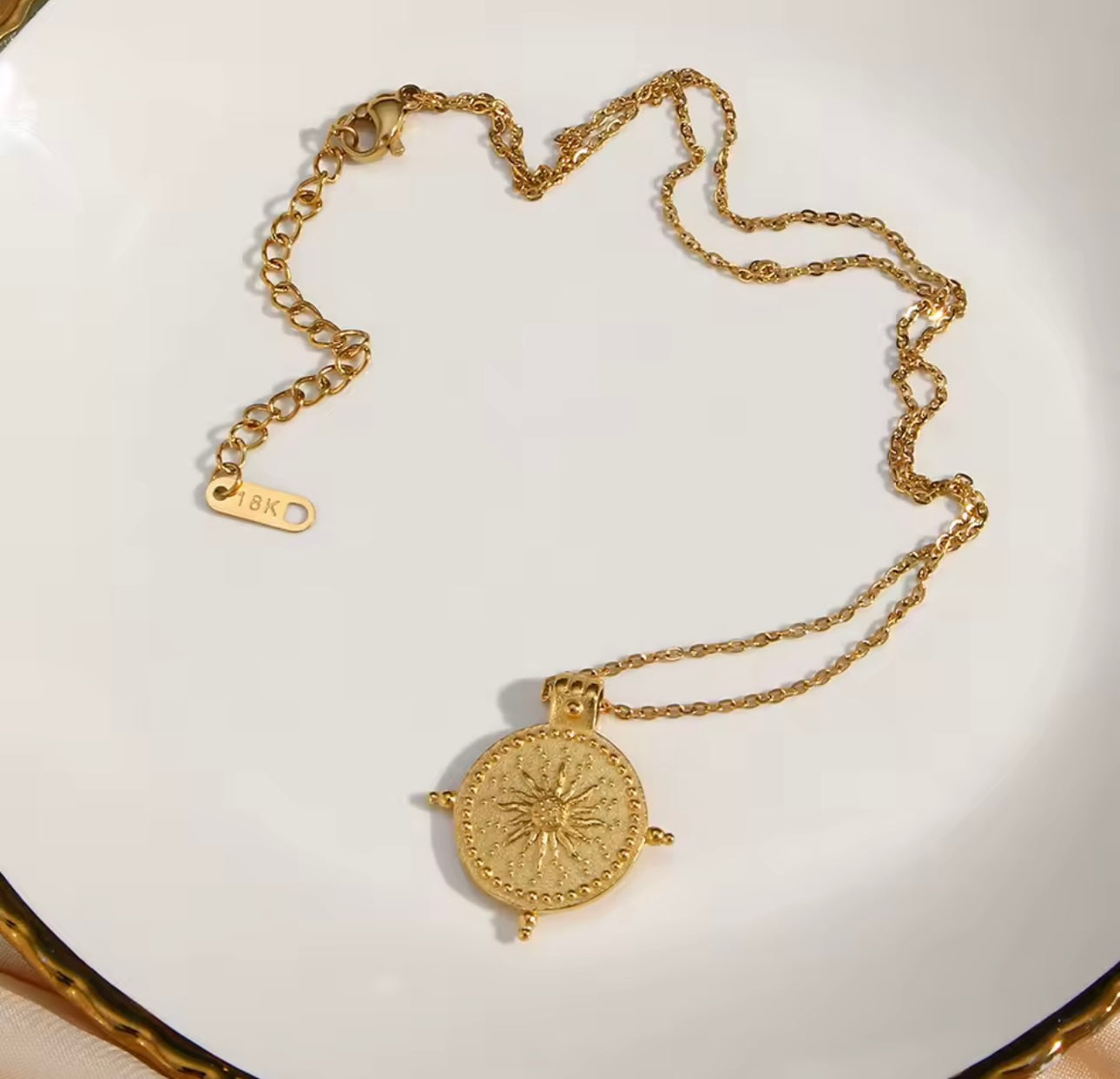 Ancient Sun Compass Pendant Necklace