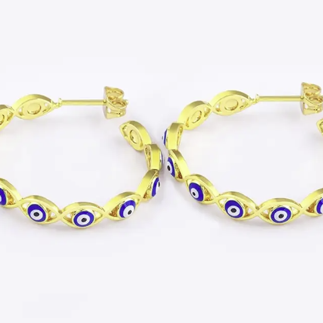 All Around Evil Eye Hoops
