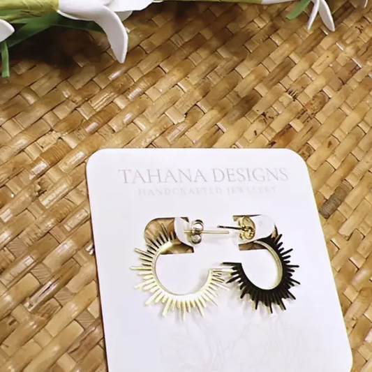 Gold Sunburst Hoops