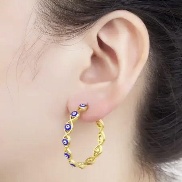 All Around Evil Eye Hoops