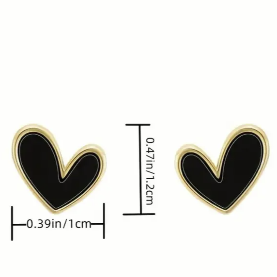 Black and Gold Heart Studs