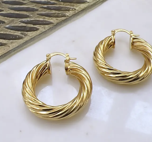 Twisted Gold Hoops