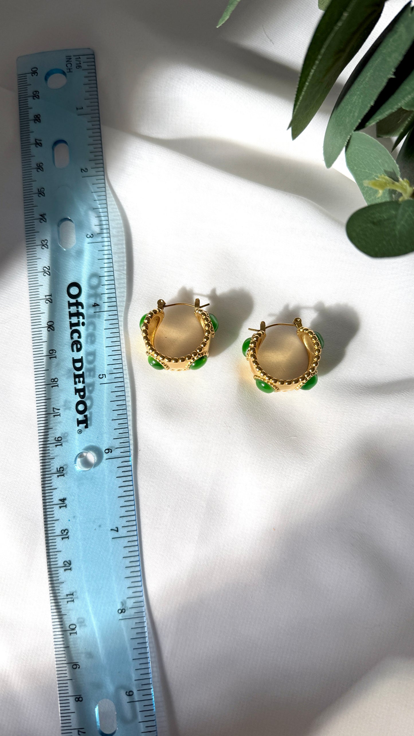 Green Gem Hoops