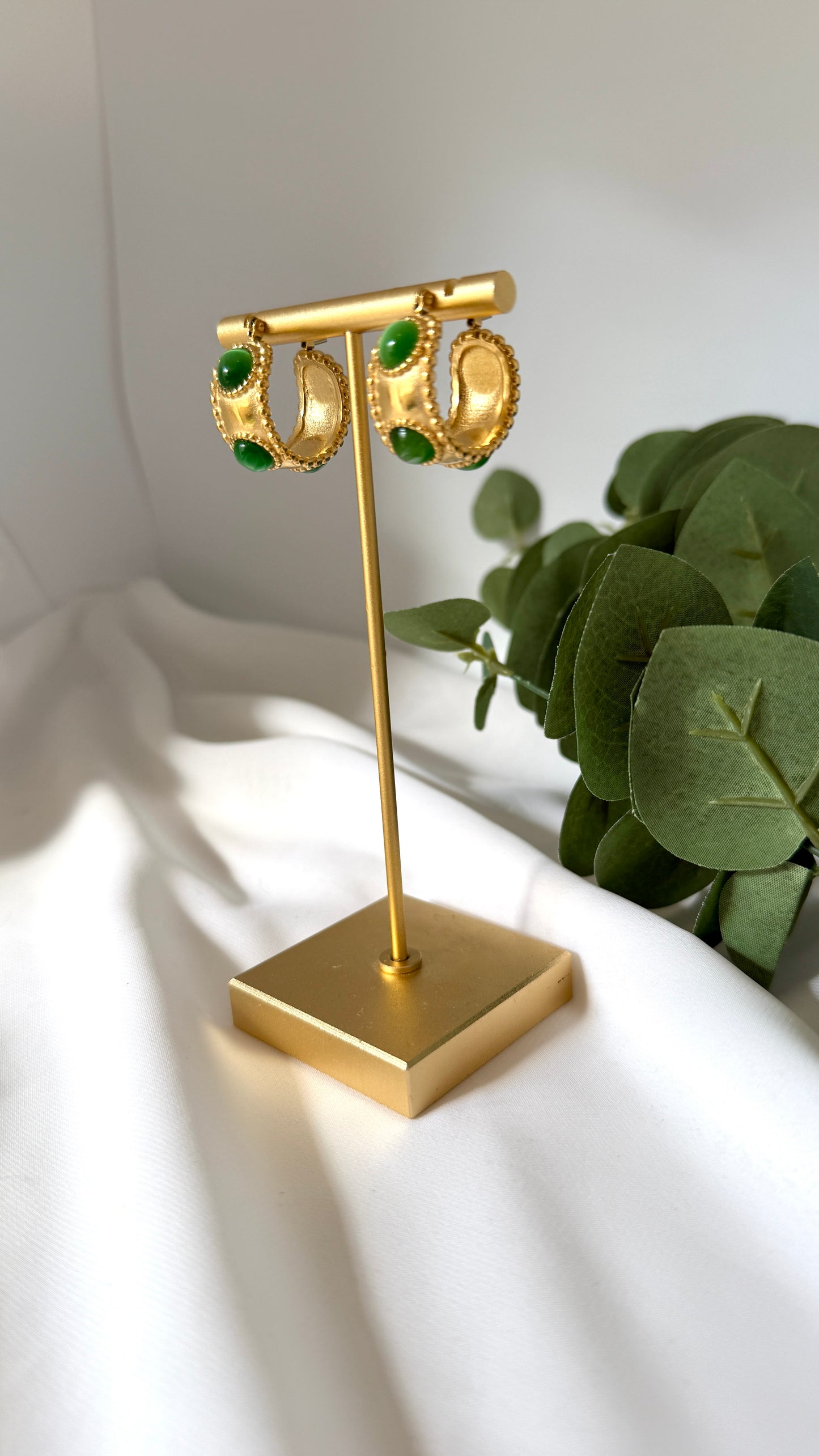 Green Gem Hoops