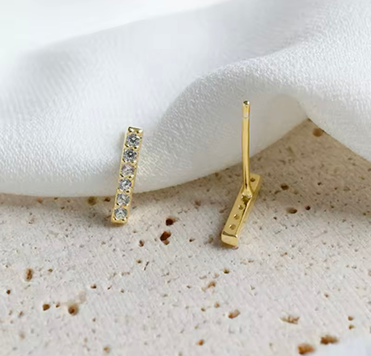 Pave Diamond Bar Studs