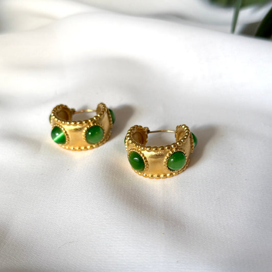 Green Gem Hoops