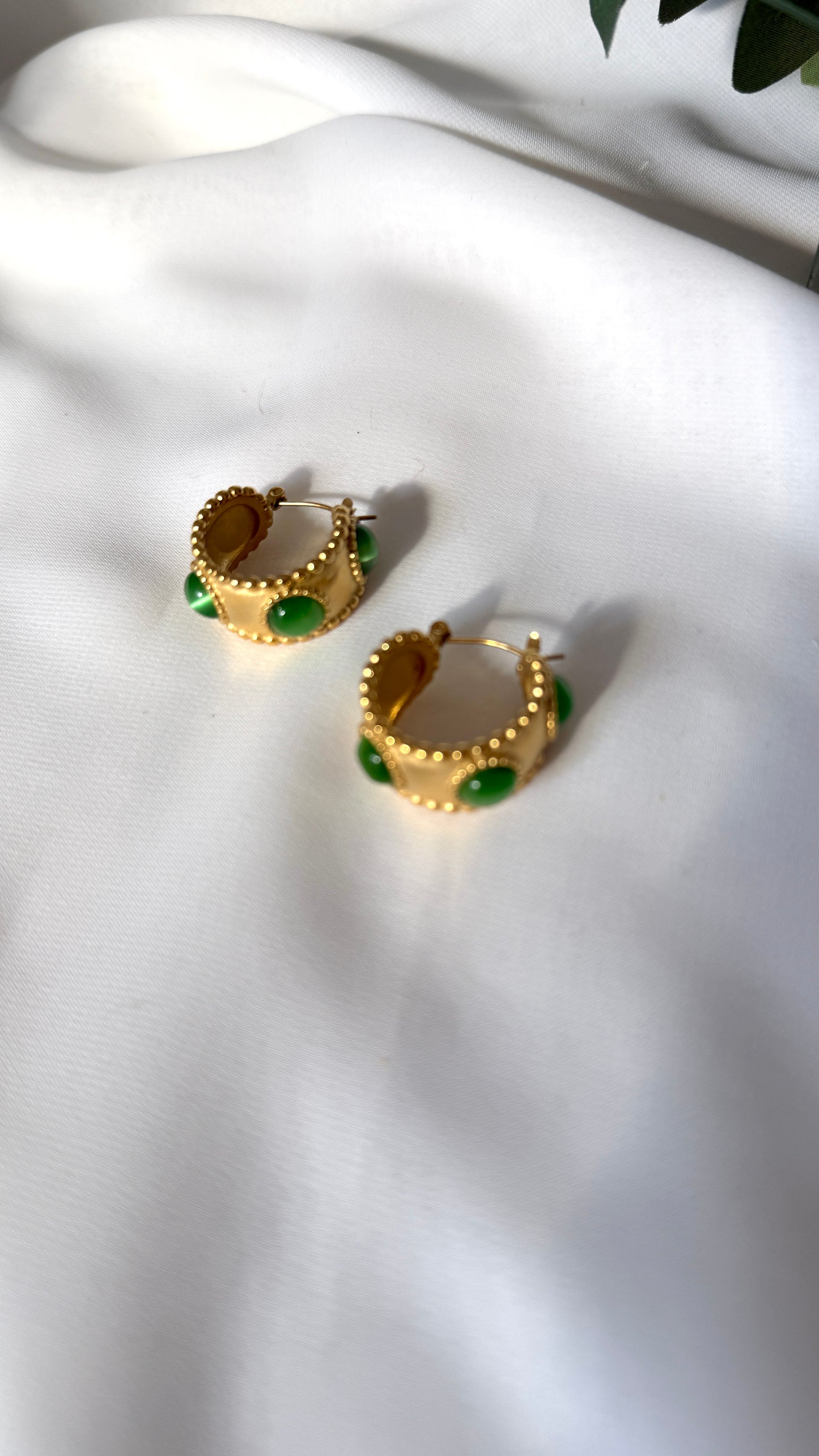 Green Gem Hoops