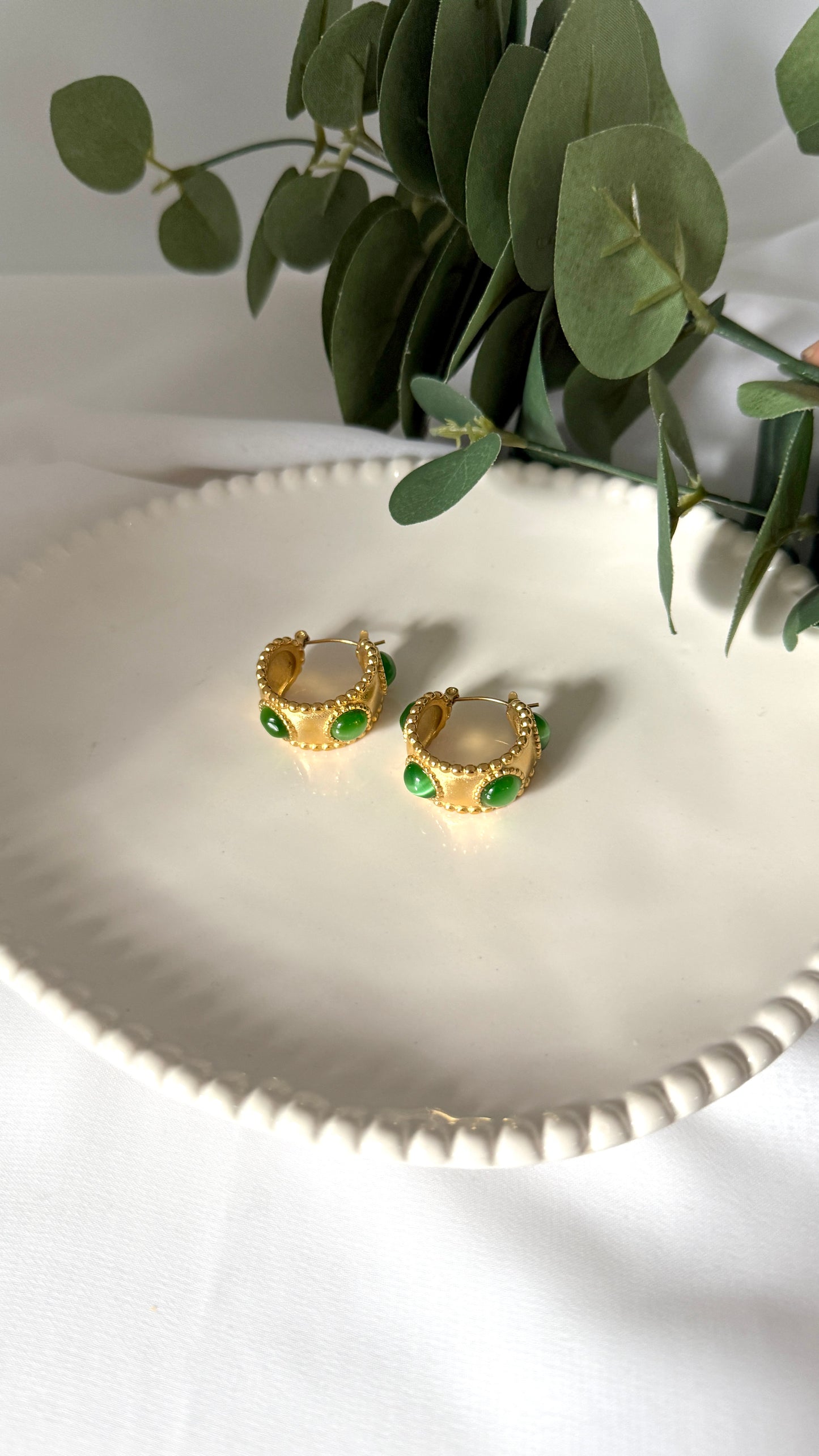 Green Gem Hoops