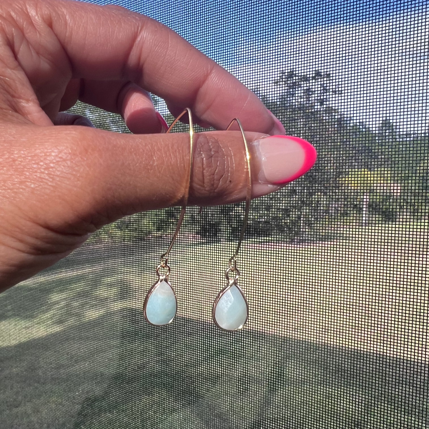 Blue Agate Stone Dangles