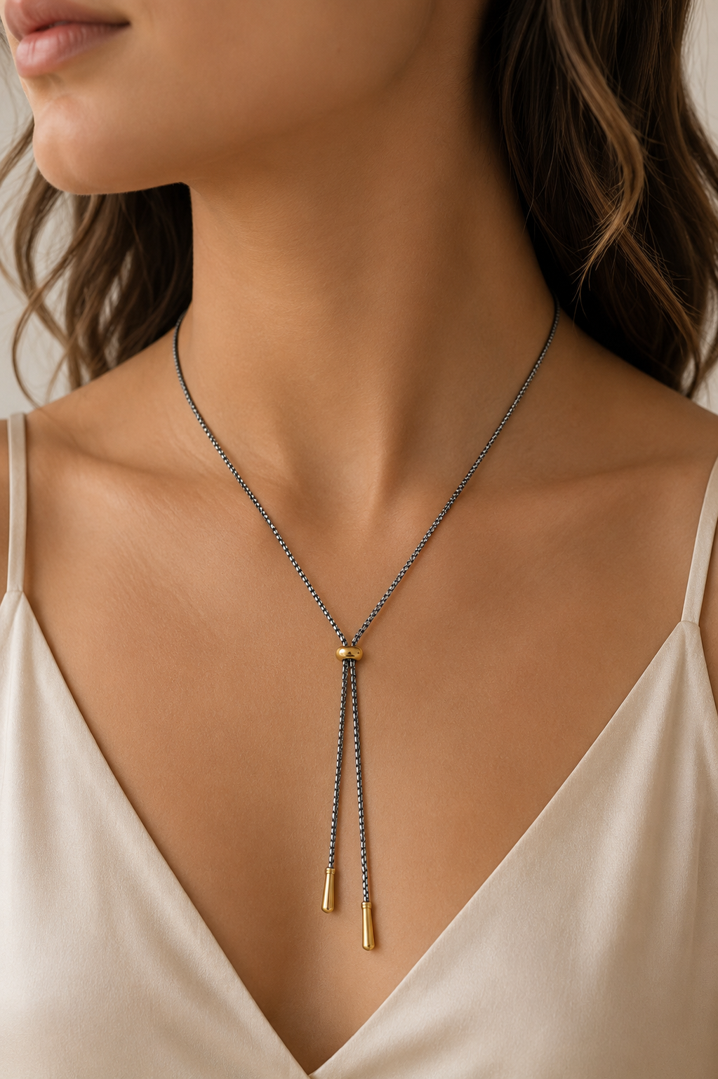 Golden Glide Lariat Necklace