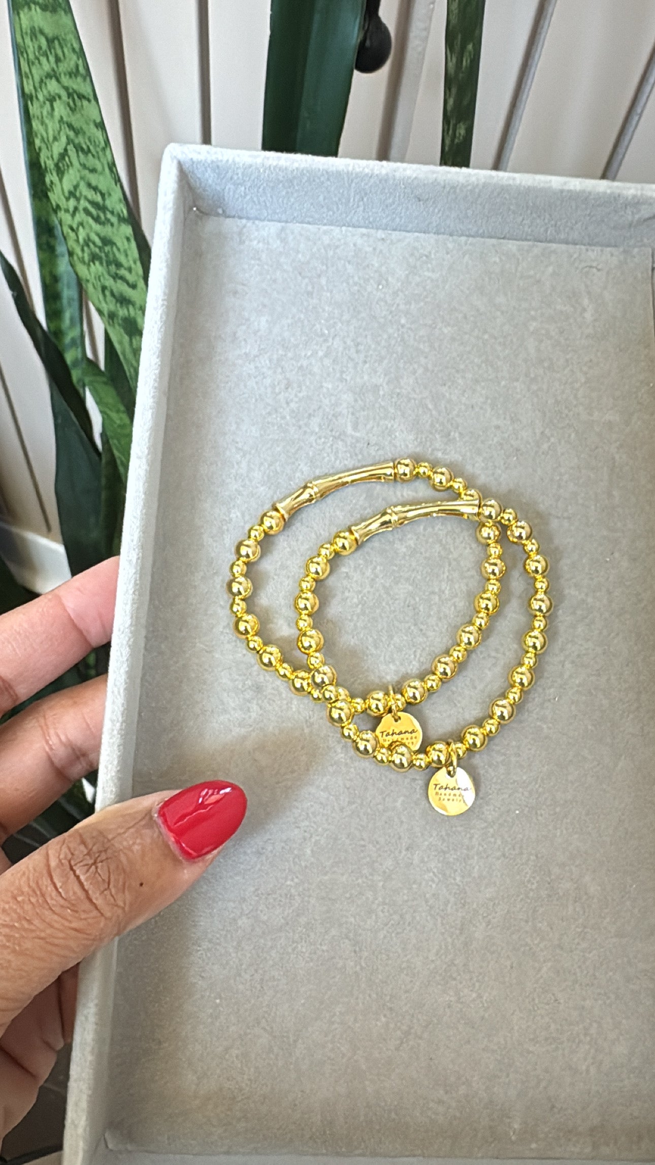 Gold Beaded Stretch Bracelet