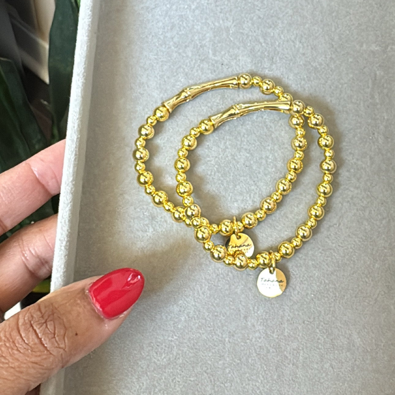 Gold Beaded Stretch Bracelet