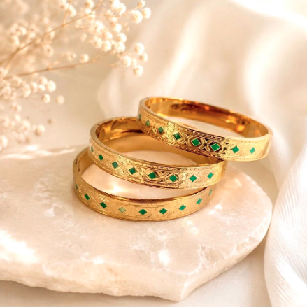 Emerald Gold Bangle