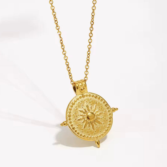 Ancient Sun Compass Pendant Necklace