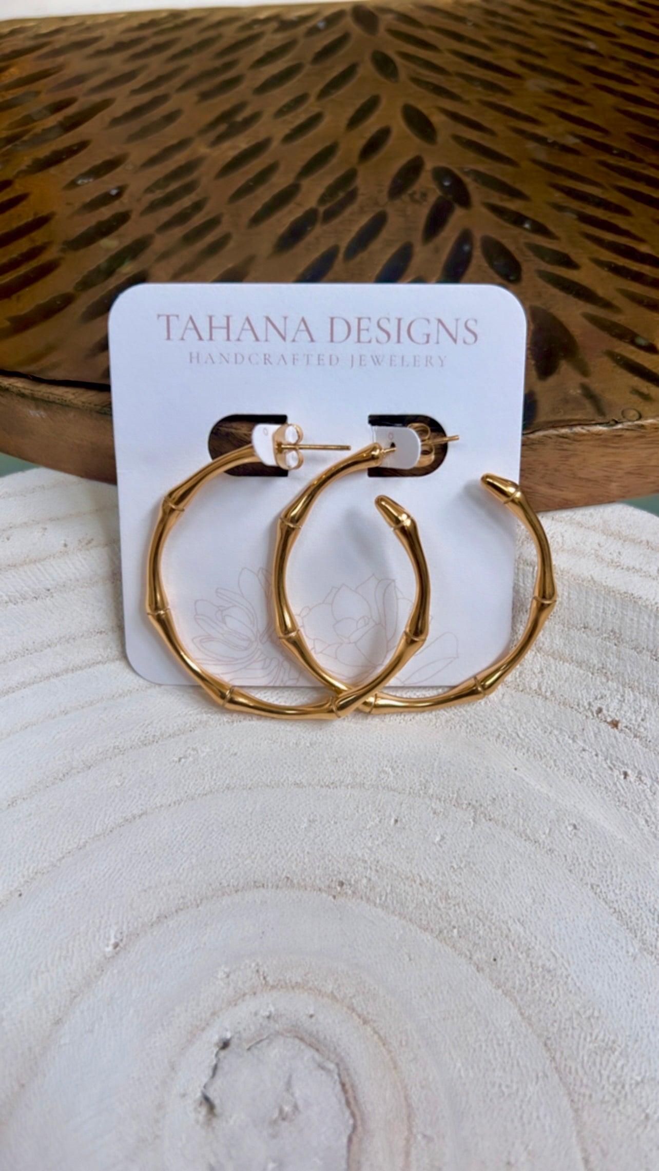 Golden Bamboo Hoops