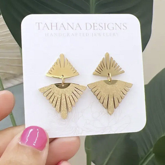 Gold Triangle Fan Earrings