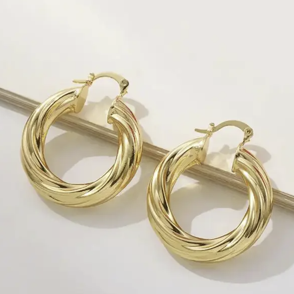 Twisted Gold Hoops