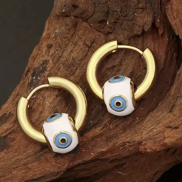 Evil Eye Charm Hoops