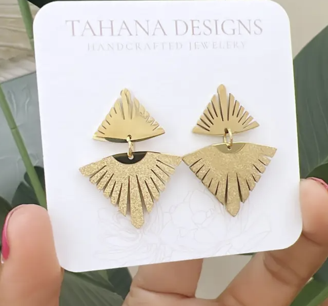 Gold Triangle Fan Earrings