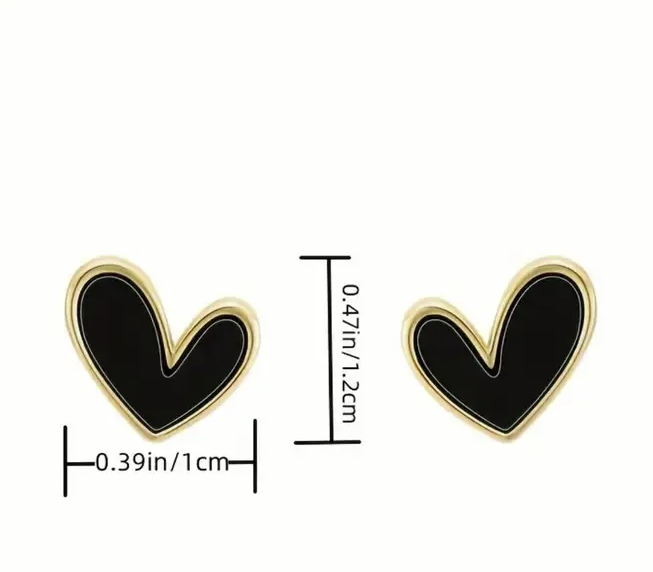 Black and Gold Heart Studs