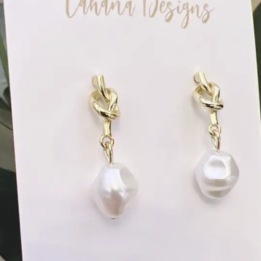 Knot + Pearl Dangles