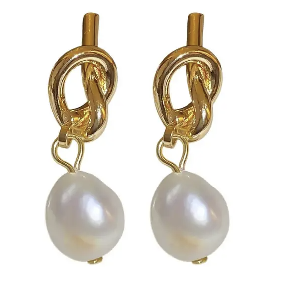 Knot + Pearl Dangles