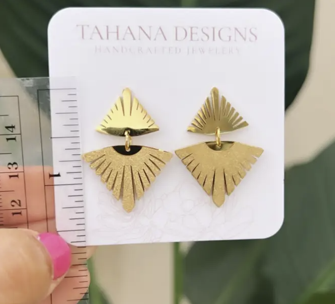 Gold Triangle Fan Earrings