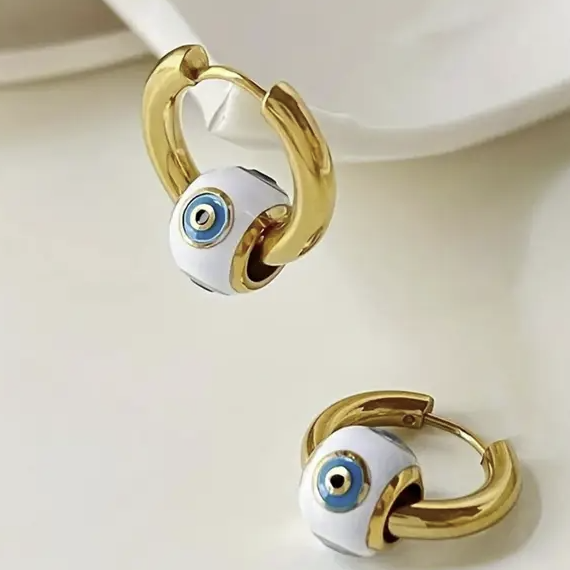 Evil Eye Charm Hoops