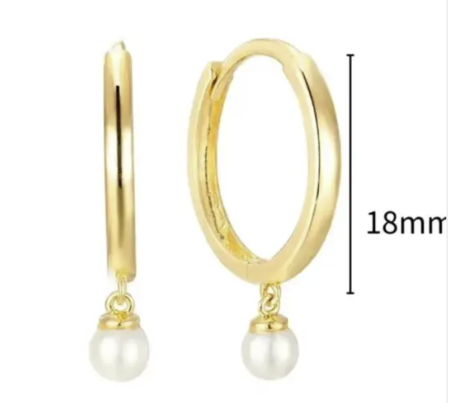 Gold Pearl Hoops