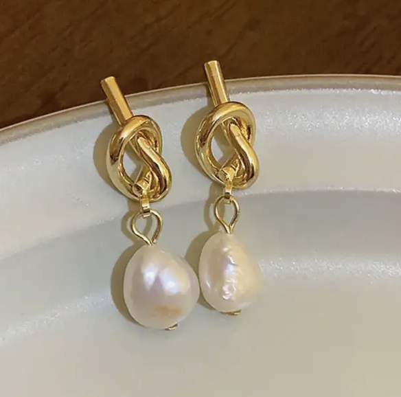 Knot + Pearl Dangles