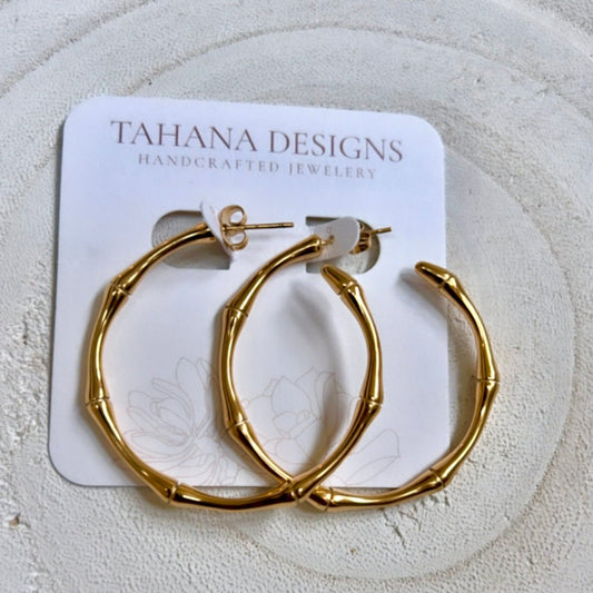 Golden Bamboo Hoops