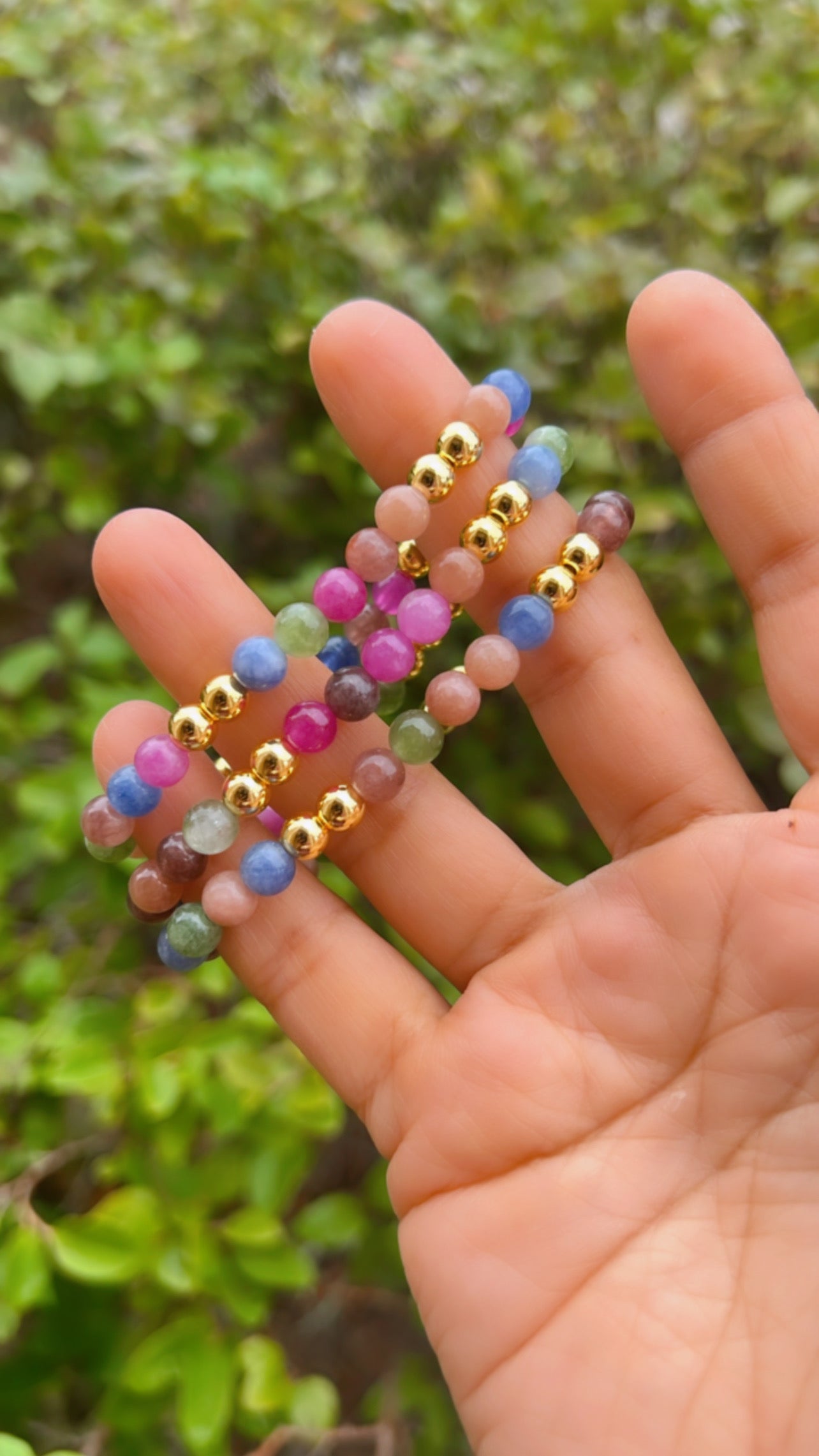 Set of 3, Tourmaline Mix Beaded Bracelets