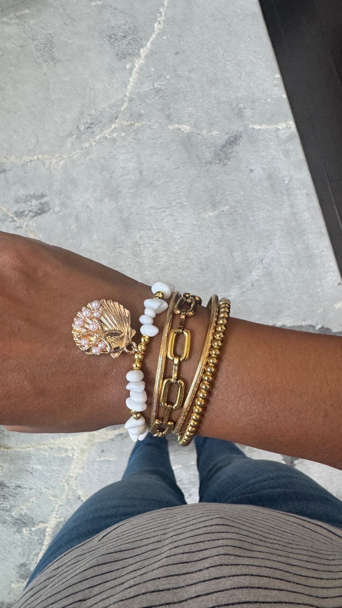 Seashell Pearl Bracelet