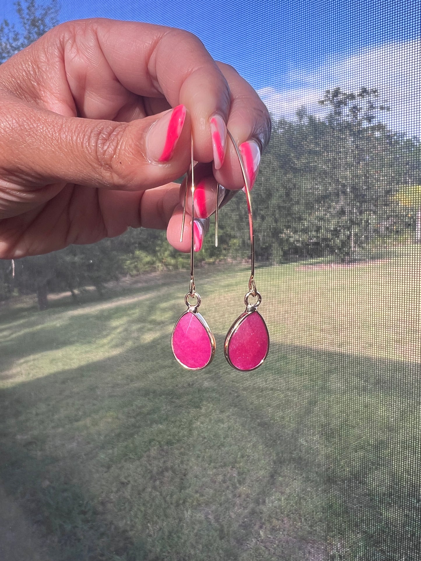 Pink Stone Dangles