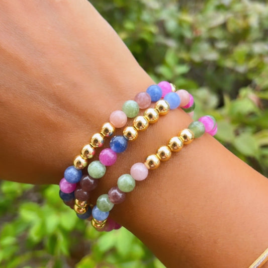 Set of 3, Tourmaline Mix Beaded Bracelets