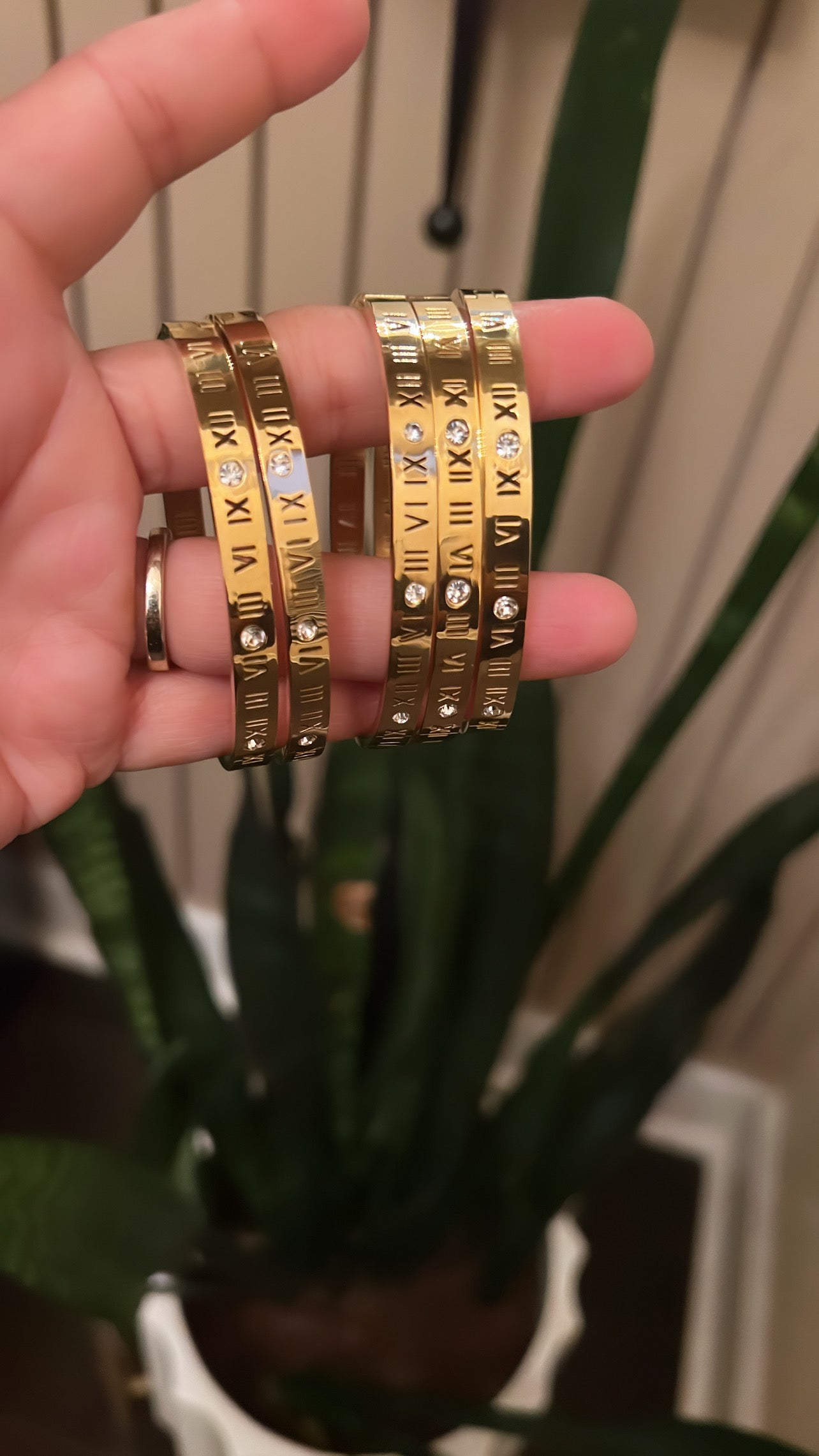 Roman Numeral Gold Bangle