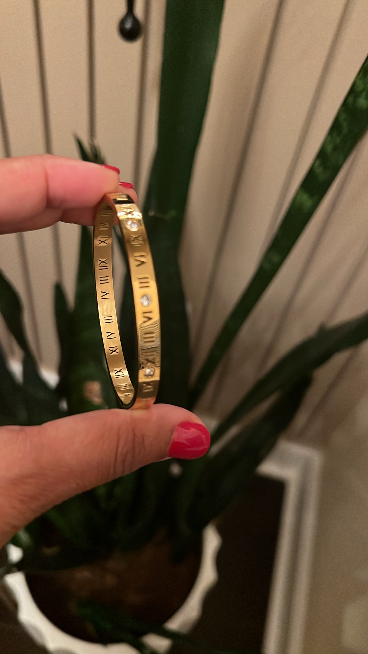 Roman Numeral Gold Bangle