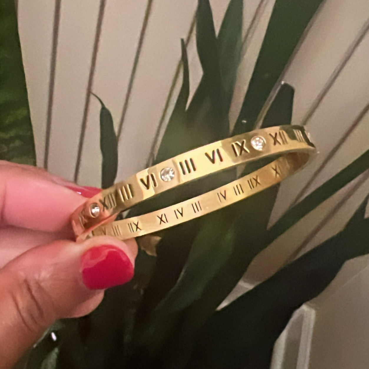 Roman Numeral Gold Bangle