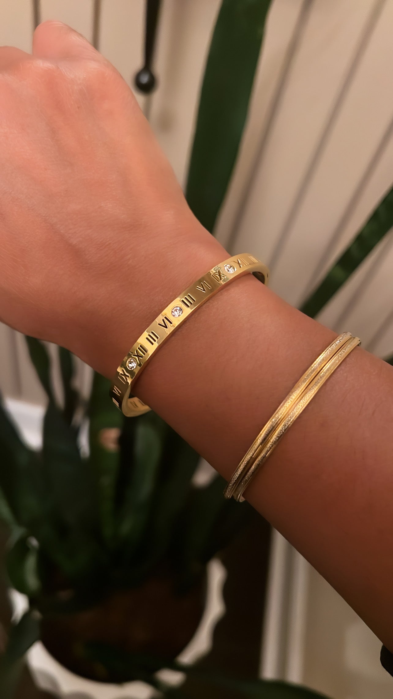 Roman Numeral Gold Bangle