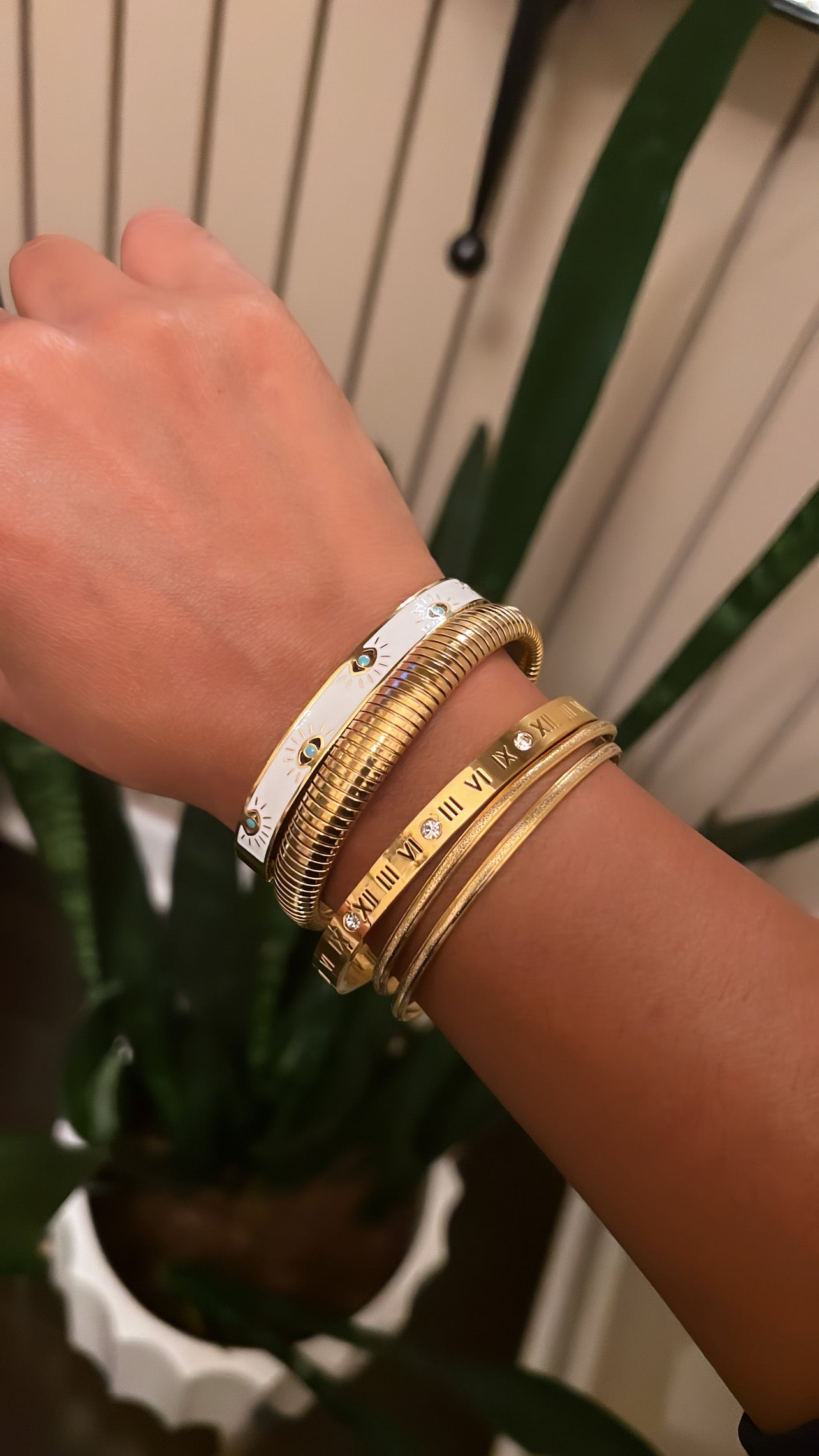 Roman Numeral Gold Bangle