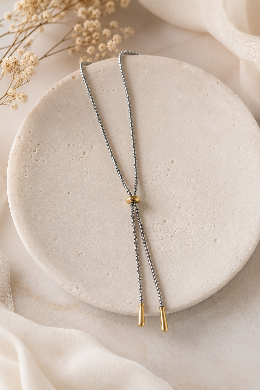 Golden Glide Lariat Necklace