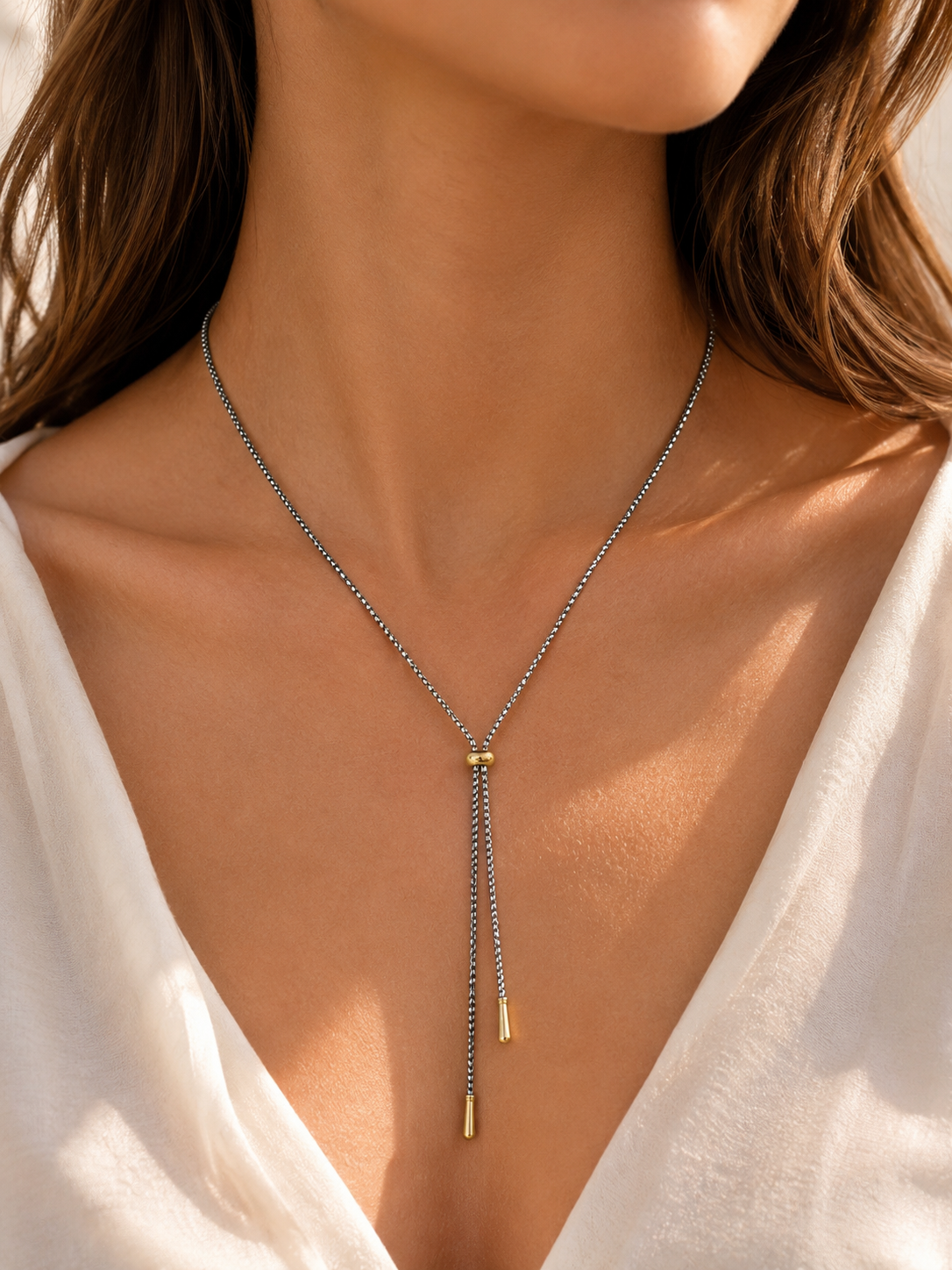 Golden Glide Lariat Necklace