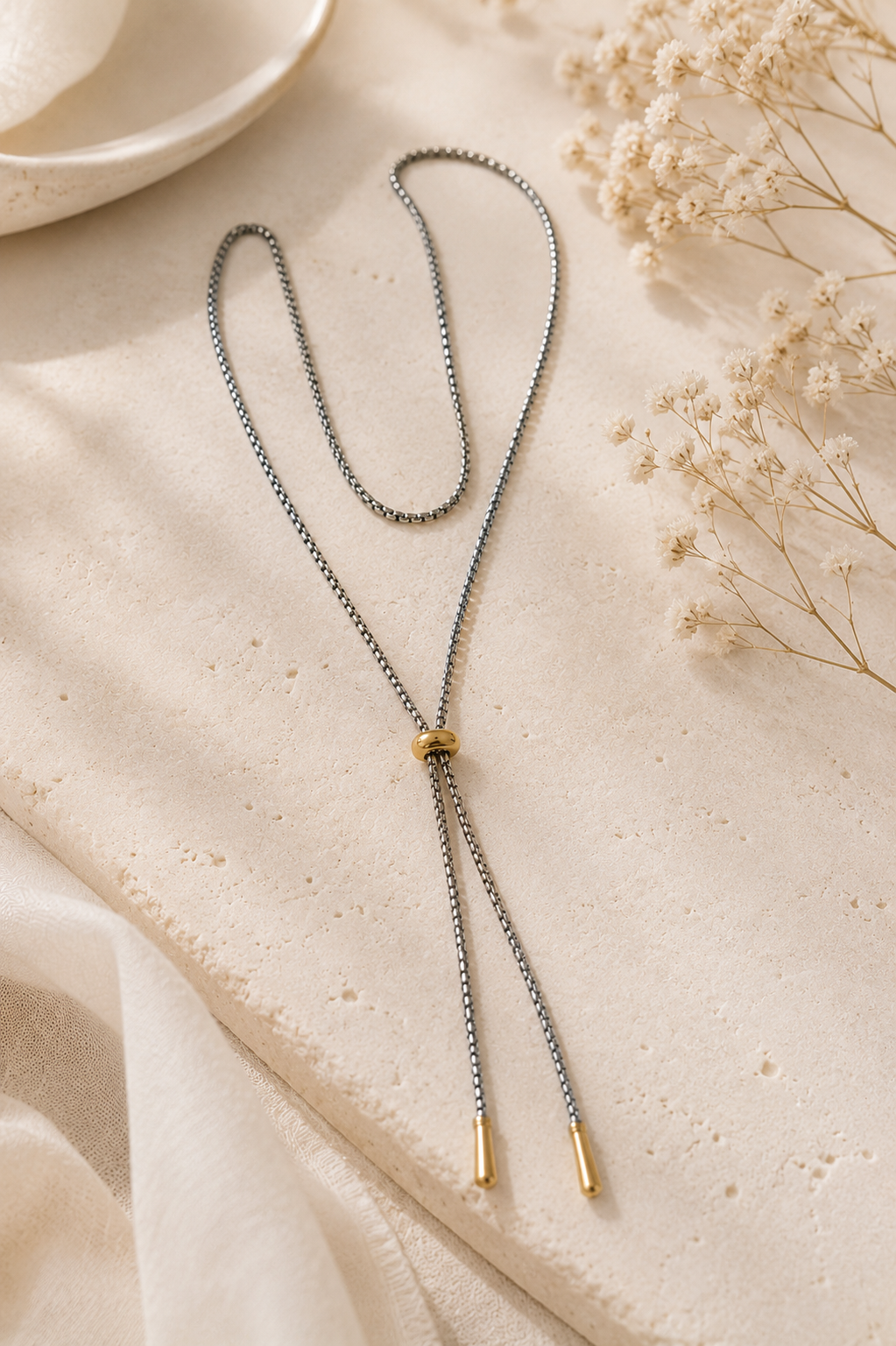 Golden Glide Lariat Necklace