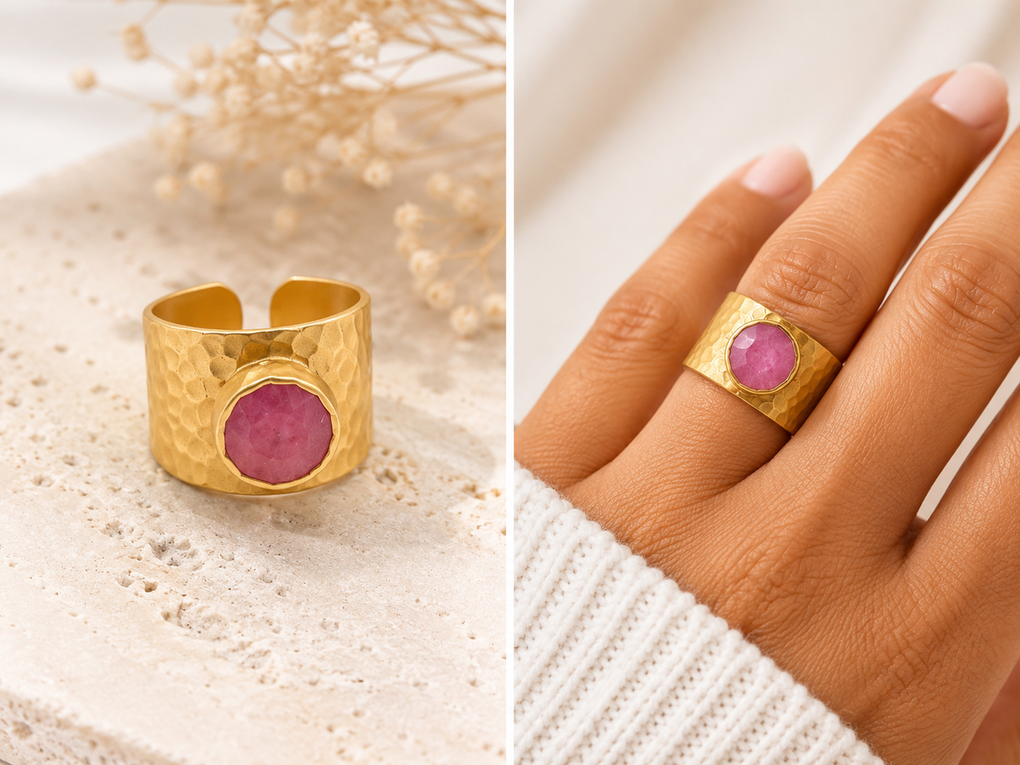 Sia Pink Jade Ring