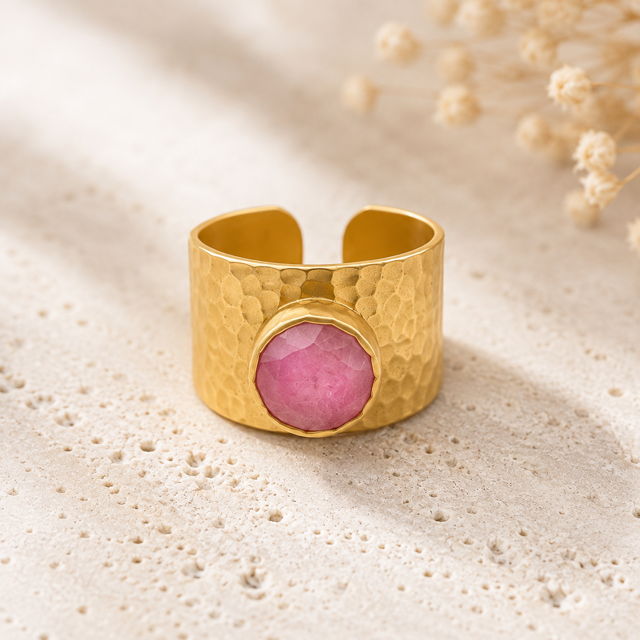 Sia Pink Jade Ring