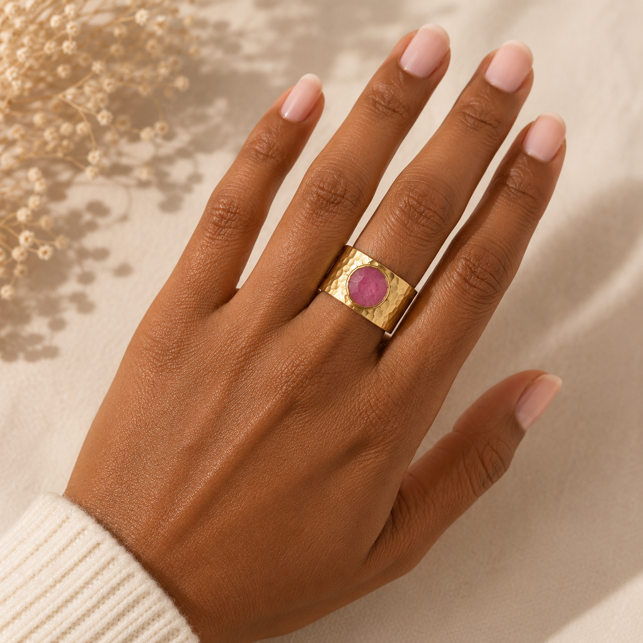 Sia Pink Jade Ring