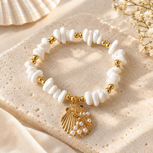 Seashell Pearl Bracelet